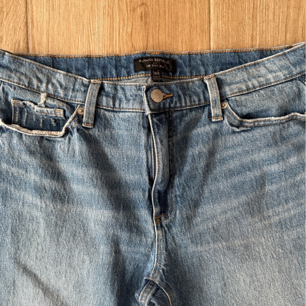 Banana Republic The Beau Wool Blend Patchwork Medium Wash Jean - Picture 6 of 6